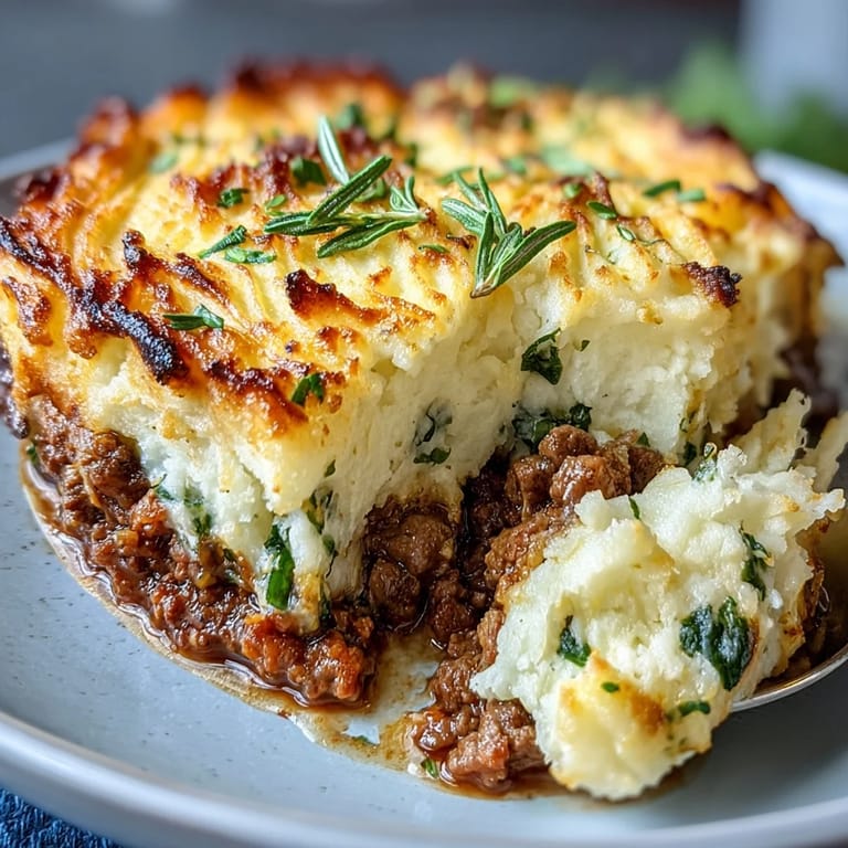 1. Klassischer Shepherds Pie mit Blumenkohl-Püree-Topping – goldbraun gebacken mit herzhaftem Hackfleisch und cremigem Blumenkohl