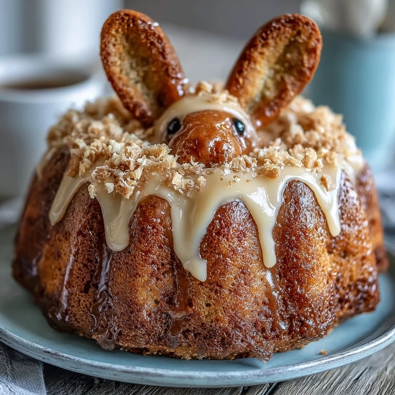Süßer Osterhase-Kuchen mit bunten Sprenkeln im Inneren.