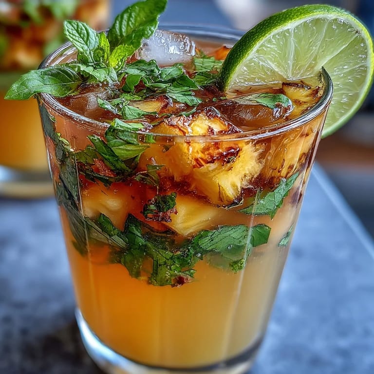 1. Erfrischender Pineapple Basil Agua Fresca mit leuchtendem Ananas-Geschmack und frischer Basilikum-Note – perfekt für warme Tage.
