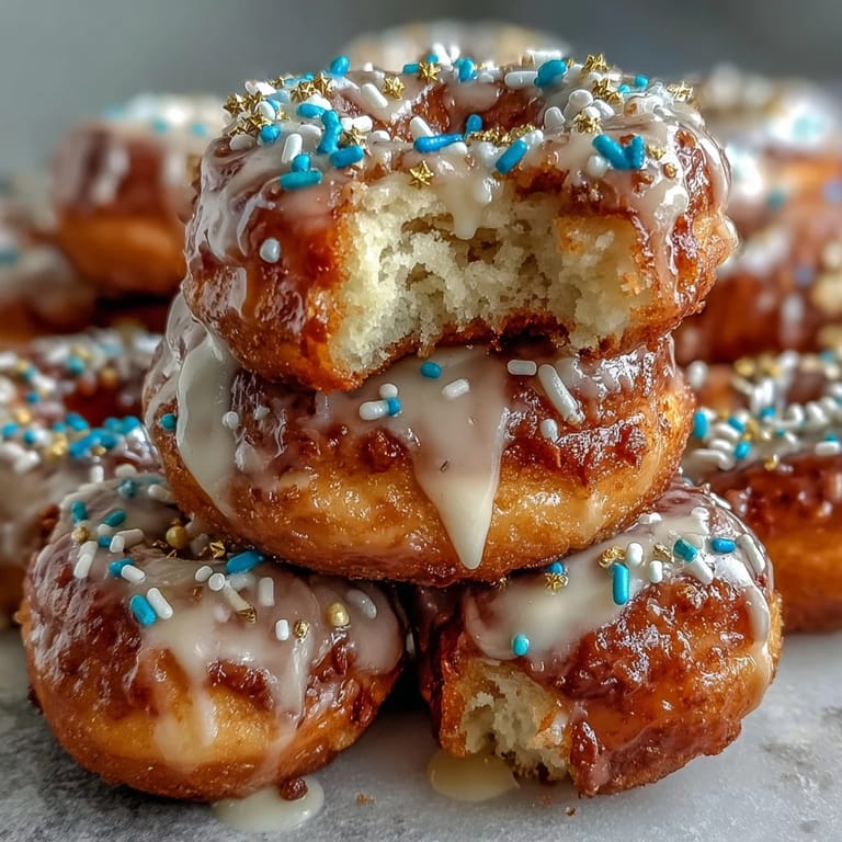 Farbenfroher Donut-Turm mit Streuseln, ein köstliches Dessert-Highlight und süßer Blickfang.