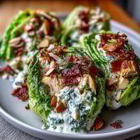 Gesunde Hähnchensalat-Salatblatt-Wraps mit frischen Zutaten und knackigem Gemüse.  